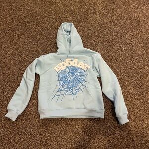 Sp5der hoodie sky blue